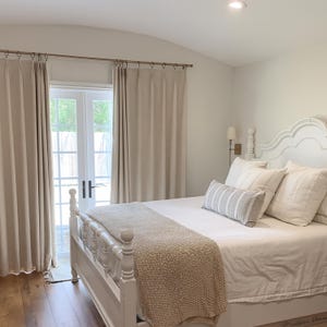 100 % Blackout Lined Linen Curtains for Bedroom, Extra Wide Blackout Linen Drapery for Living room, sliding door, Custom Size Curtains