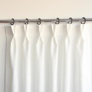 Extra Wide Double Pinch Pleated Faux Linen Curtains, 17 Colors, Custom Size Drapery panels for living room, for bedroom, for rod and track