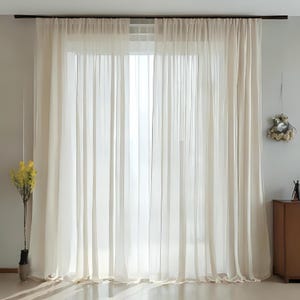 Extra Wide Linen Sheer Curtains for Living Room, Custom Made Linen Sheer Panels for bedroom, Rod Pocket, Grommet, for Rod and Curtain Track