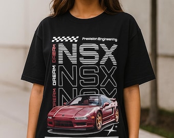 Dream NSX Unisex Garment-Dyed T-Shirt | Perfect for Car Enthusiasts, Retro JDM NSX Car Graphic T-Shirt | Dream Precision Engineering Tee