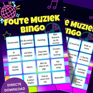 Bingo de Mala Música | Juego de Fiesta Imprimible | 30 cartones + Código QR para Spotify