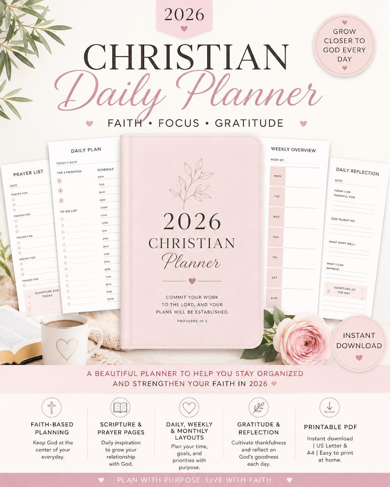 2026 Christian Daily Planner | Printable Faith Planner PDF | Scripture ...