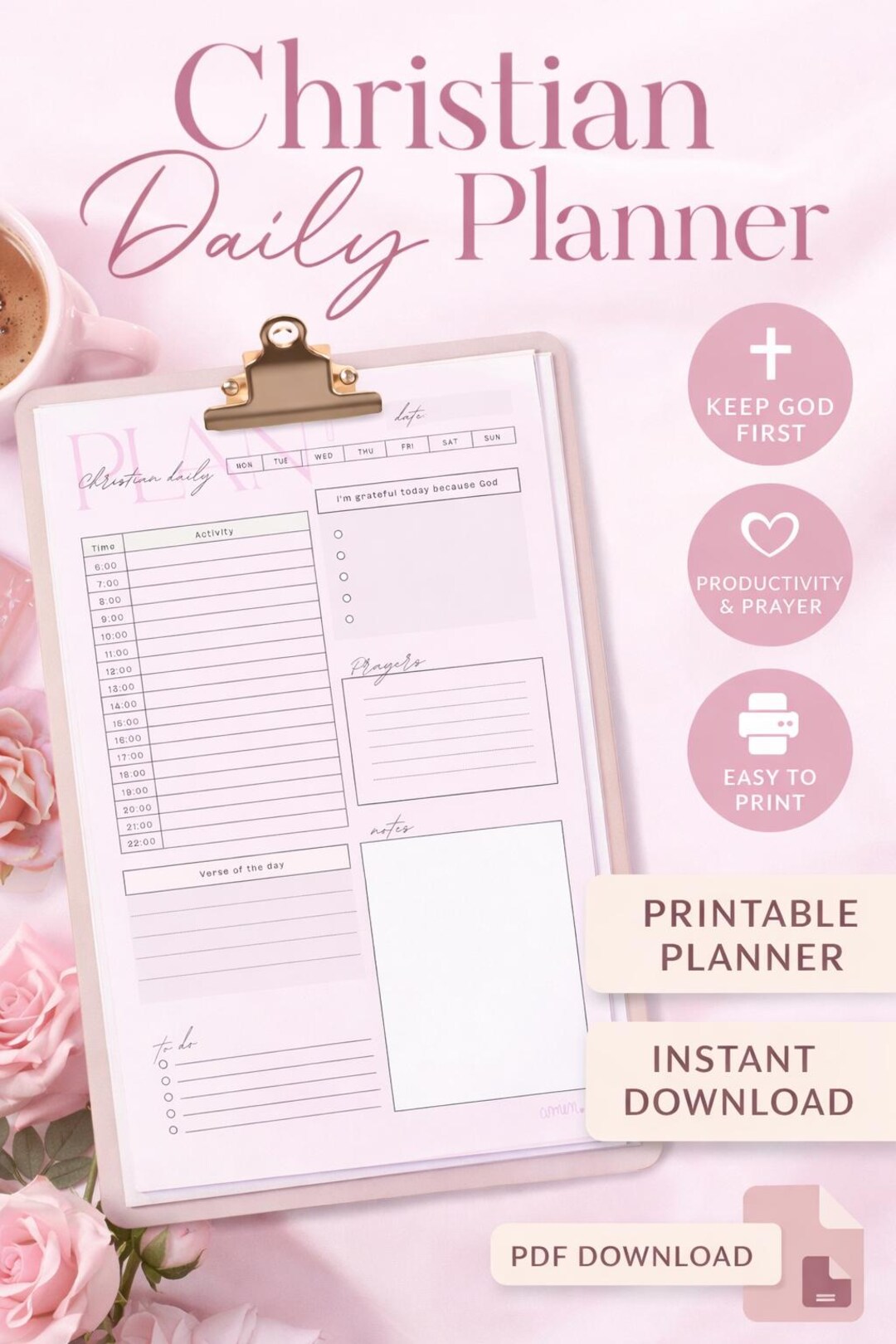 Christian Daily Planner Printable - Etsy