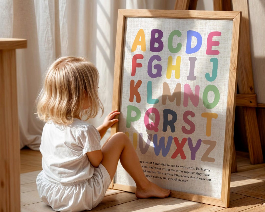 Alphabet Poster for Kids – Rainbow ABC Chart, Nursery Wall Art ...