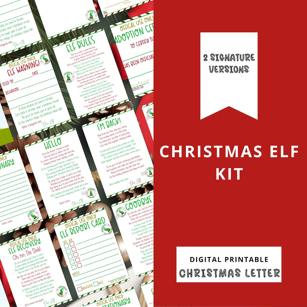 Christmas Elf Kit Printable Set – Arrival, Goodbye Letters & Adoption ...