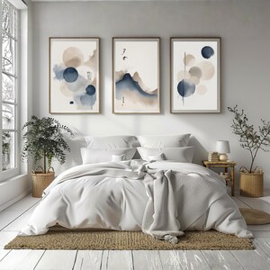 Abstract Ink Wall Art Set of 3, Japandi Minimal Prints, Zen Neutral Art, Wabi Sabi Modern Wall Decor, Digital Download image 5