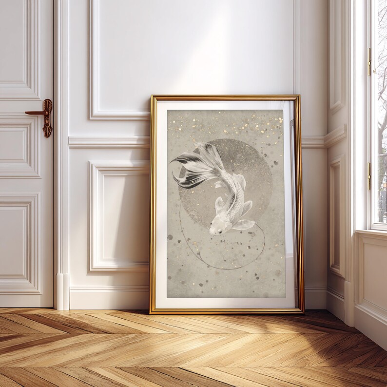 Japandi Koi Fish Wall Art Set of 3, Japanese Zen Printable, Yin Yang ...
