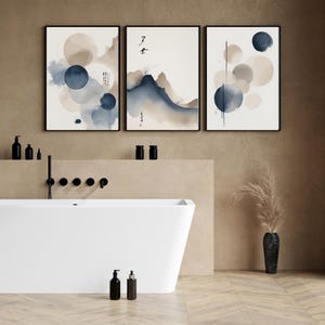 Abstract Ink Wall Art Set of 3, Japandi Minimal Prints, Zen Neutral Art, Wabi Sabi Modern Wall Decor, Digital Download image 13