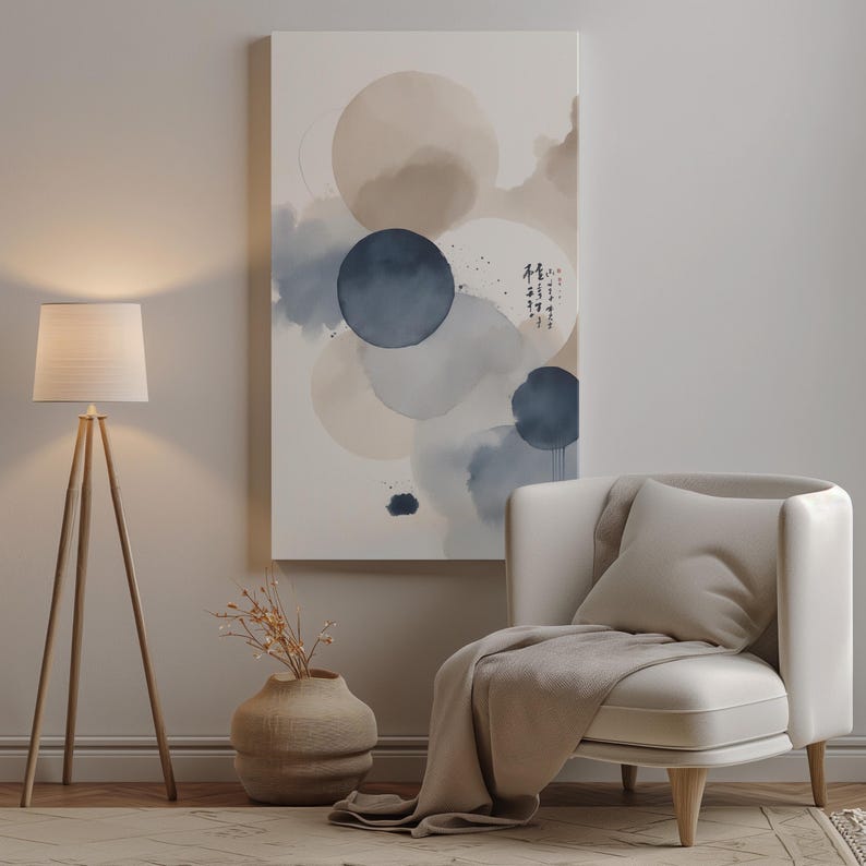 Abstract Ink Wall Art Set of 3, Japandi Minimal Prints, Zen Neutral Art, Wabi Sabi Modern Wall Decor, Digital Download image 15