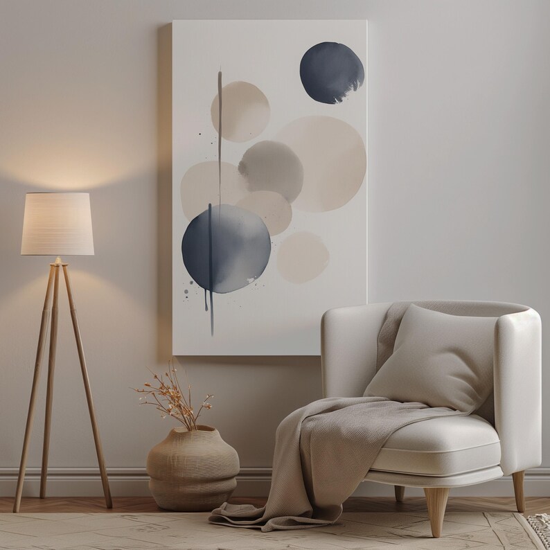 Abstract Ink Wall Art Set of 3, Japandi Minimal Prints, Zen Neutral Art, Wabi Sabi Modern Wall Decor, Digital Download image 4
