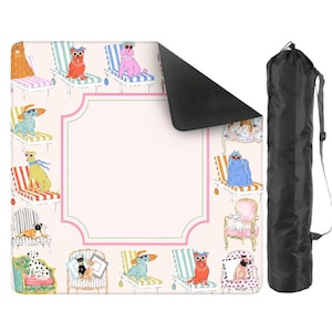 Preppy Dog Mahjong Mat, schicke Welpen Spielnacht Dekor, Küsten Country Club Style