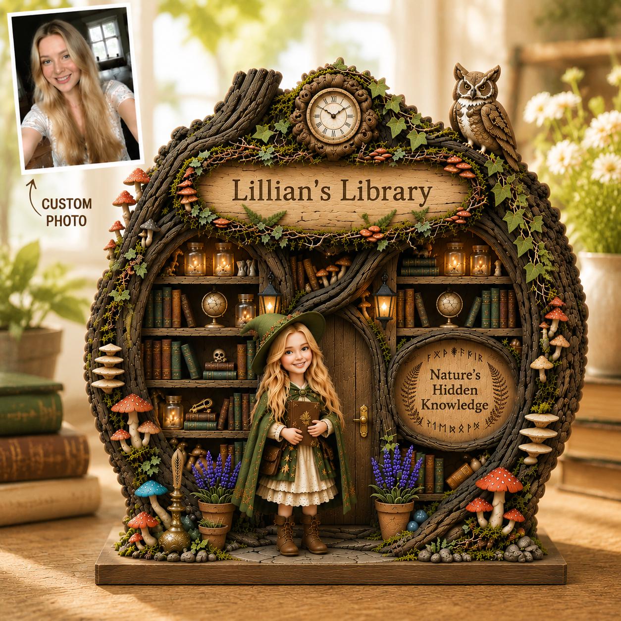 Enchanted Tree Stump Book Nook, Custom Photo Memory Gift, Magical ...