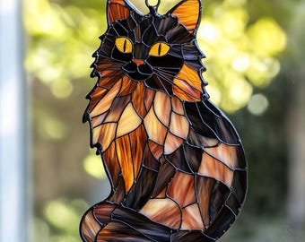 ペルシャ猫のアクリル製窓飾り - 手作りサンキャッチャー、猫好きの方