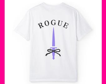 Girly Rogue DND Class Unisex Garment-Dyed T-shirt, Casual Graphic Tee, Gift for Men Women, Birthday Gift, Stylish Streetwear