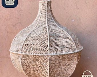 Raffia pendant light, hanging lamp shade in raffia