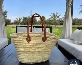 Bolso de playa de rafia hecho a mano: bolso grande de paja tejida, diseño marroquí