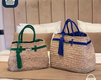 Torba ze słomy marokańskiej Dan Strap: ręcznie tkana torba boho na targ