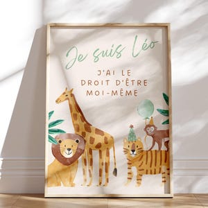 Póster personalizado de la jungla – Nombre + mensaje positivo – Decoración habitación infantil – Autoconfianza – Archivo digital