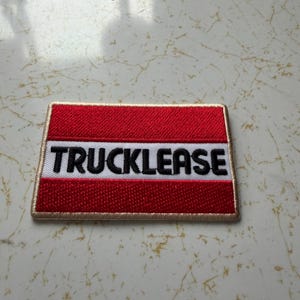 Trucklease Embroidered Patch | Red White Industrial Trucker Patch | Blue Collar Hat Patch | Iron-On Sew-On Patch | Workwear Hat Bar Supply