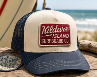 Kildare Island Surfboard Co. Embroidered Patch | Retro Surf Style Vintage (Iron On)