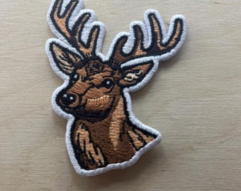 Embroidered Buck Deer Patch • Iron-On Hunting Applique
