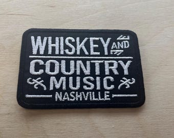 Whiskey and Country Music Patch • Nashville Embroidered Iron-On