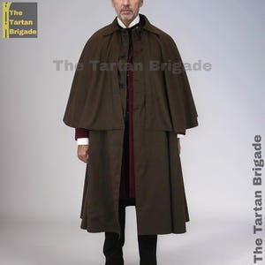 Men’s Brown Wool Inverness Cape Coat | Men&#39;s Cloak | Classic Cape |  Winter Cape | Gift For Him | Handmade Cloaks