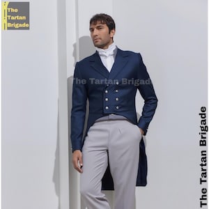 Men&#39;s Blue Wool tailcoat | Formal Tail Coat | Men&#39;s Regency Tail Coat , Only Coat For Sale