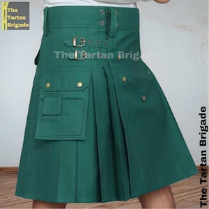 Green Utility Kilt | Handmade kilt | Men&#39;s Kilt | Men Traditional Kilt | Green Utility Kilts