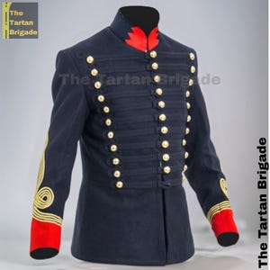 British Army Hussars Jacket Pelisse , Vintage Military Dress Jacket , Historical Uniform  ,  Black Dolman Hussar Jacket