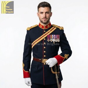 Blue Military Dress Uniform Jacket for Men | Royal British Officer Coat | King's Guard Ceremonial Costume | Gift for Him