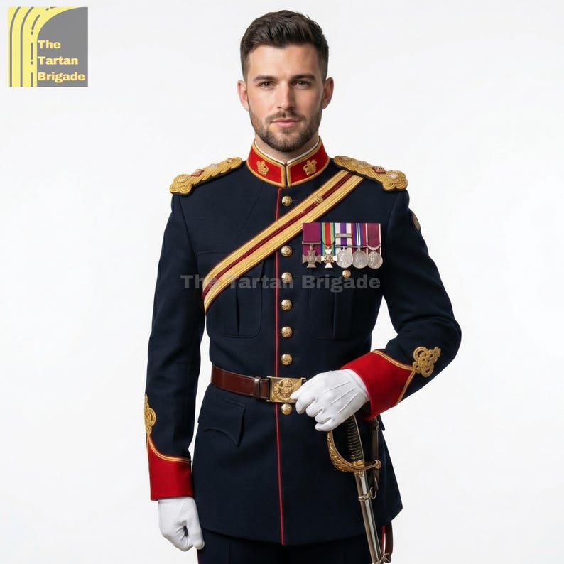 Blue Military Dress Uniform Jacket for Men | Royal British Officer Coat | King's Guard Ceremonial Costume | Gift for Him