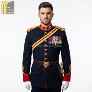 Blue Military Dress Uniform Jacket for Men | Royal British Officer Coat | King's Guard Ceremonial Costume | Gift for Him