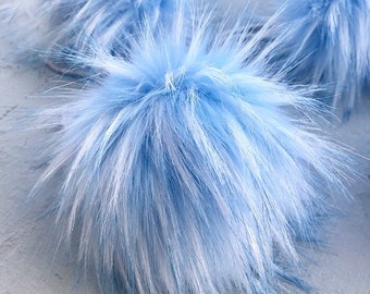 Faux Fur Pom Poms Blue Clouds 5" Ready to Ship