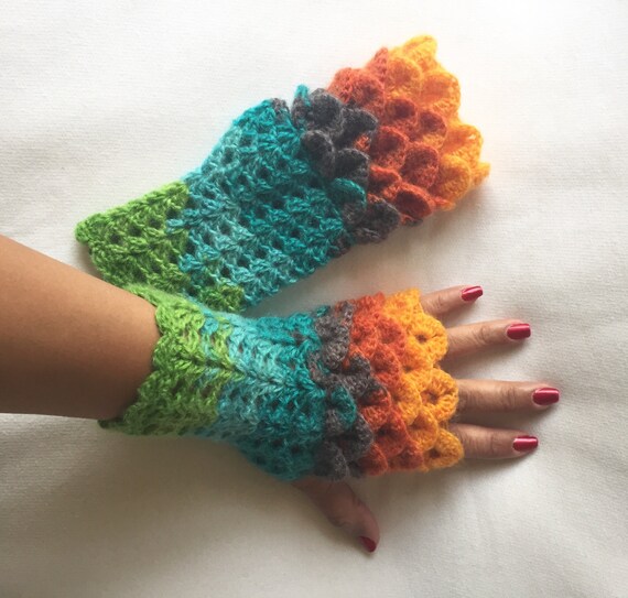 Albero Di Natale Uncinetto Punto Coccodrillo.Uncinetto Punto Coccodrillo Guanti Senza Dita In Tonalita Di Etsy