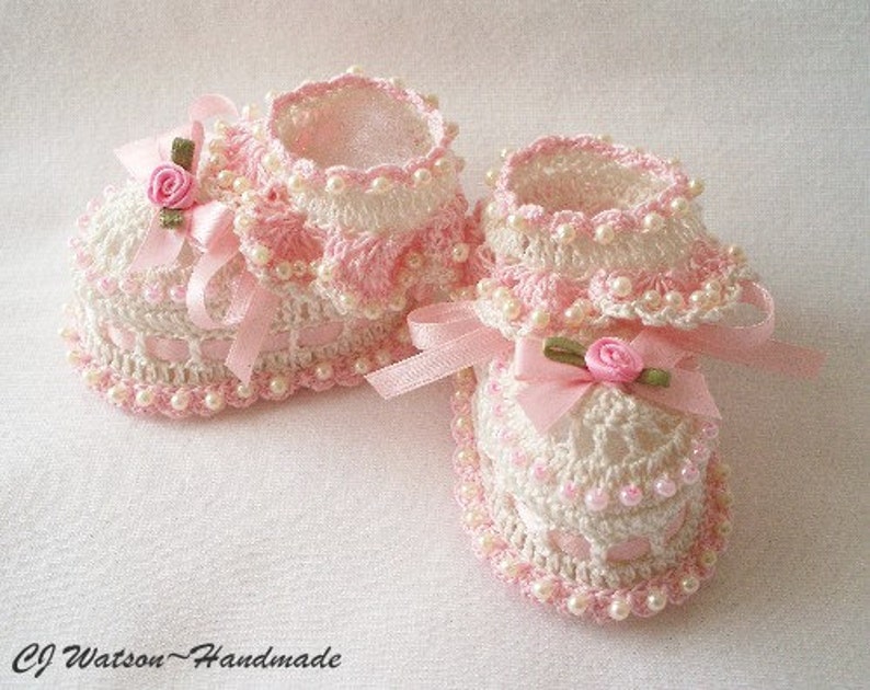 PDF Pattern Crochet Baby Booties Ruffles and Roses Original Design image 3