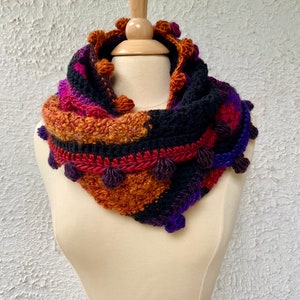 Gehäkelter Frauen Schlauchschal Kupfer und Himbeere (#4)