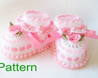 PDF Pattern Crochet Baby Booties Ruffles and Roses Original Design