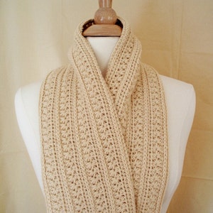 Crochet Scarf Neckwarm Japanese Inspired Design Beige Colored Scarf image 1