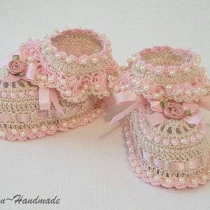 PDF Pattern Crochet Baby Booties Ruffles and Roses Original Design image 5