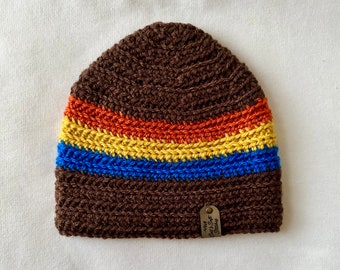 Men's Crochet Striped Hat “Over the Ridge”