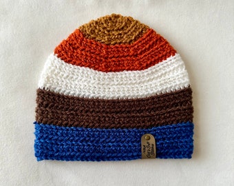 Men's Crochet Striped Hat “Over the Ridge”