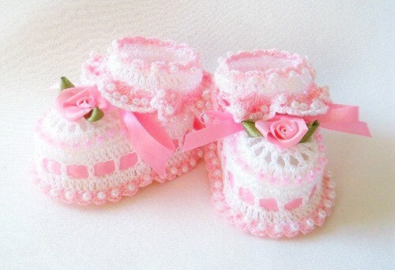 PDF Pattern Crochet Baby Booties Ruffles and Roses Original Design image 4