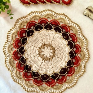 Crochet Placemats and Napkin Rings Set of 6