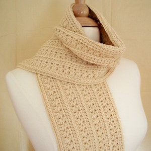 Crochet Scarf Neckwarm Japanese Inspired Design Beige Colored Scarf image 3