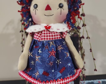 Primitive Raggedy Ann Americana Patriotic to