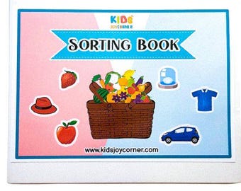Preschool Sorting Busy Book Printable | Toddler Learning Activity PDF | Early Education Fine Motor Skills  |