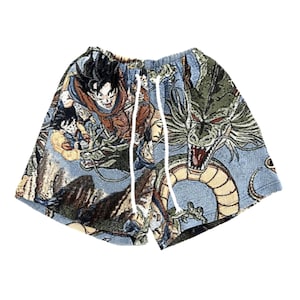 Pantalones cortos inspirados en Dragon Ball | Pantalones con el tapiz del dragón de Goku | Ropa de calle Shenlong | Regalo para amigos, otakus y fans de DBZ