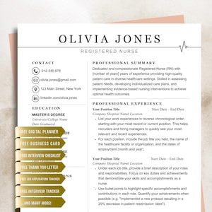 Nurse Resume Template: Modern Design for Word, Google Docs, Canva (Digital Download)