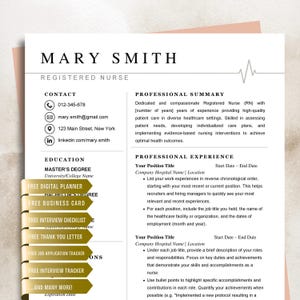 Registered Nurse Resume Template RN for Word Google Docs Pages Canva Editable Template, Professional Nursing Resume, Nurse Minimalist Resume